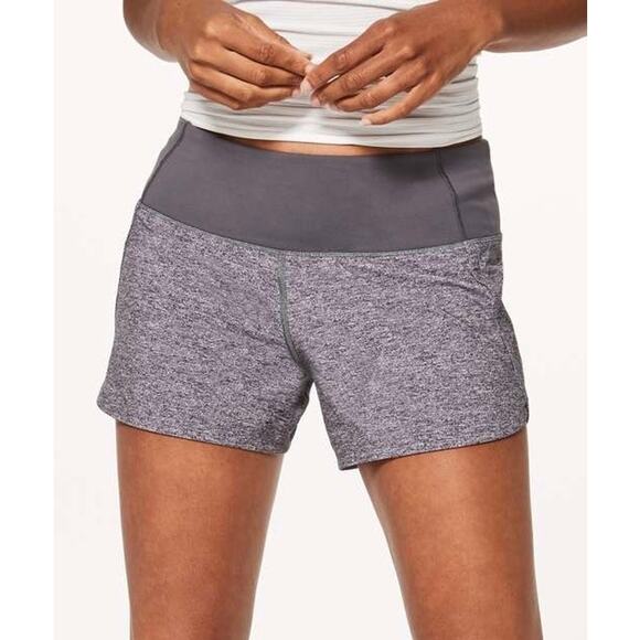 Lululemon Run Times Short II*4" Heather Lux Multi Black / Dark Carbon - Picture 1 of 7
